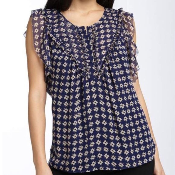 DVF 100% Silk Top Blouse Tassels Western Tank - Picture 2 of 13